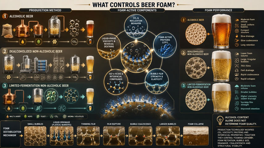 Key Differences in Foam Behavior Between Alcoholic and Non-Alcoholic Beers