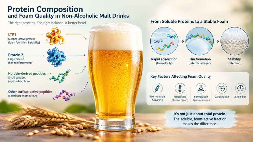 Protein Composition and Its Effect on Foam Quality in Non-Alcoholic Malt Drinks